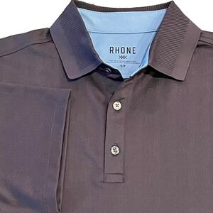 Rhone Performance Golf Short Sleeve Polo Shirt Mens Small Gray‎ "R" Pattern